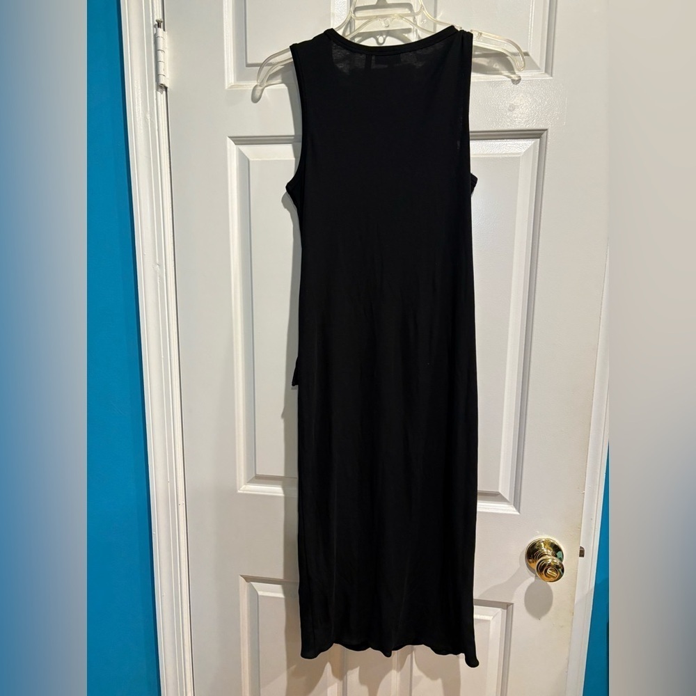 Theory Dorotea knit side tie column tank dress sz S black midi - Picture 4 of 7
